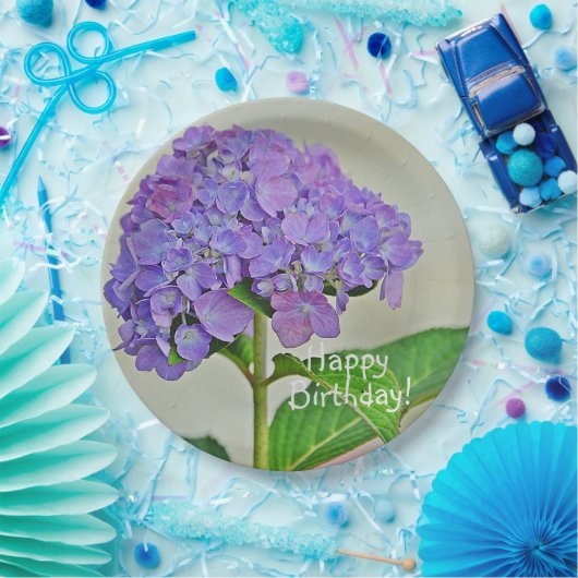 Happy Birthday Lavender Hydrangea Pappteller (Party)