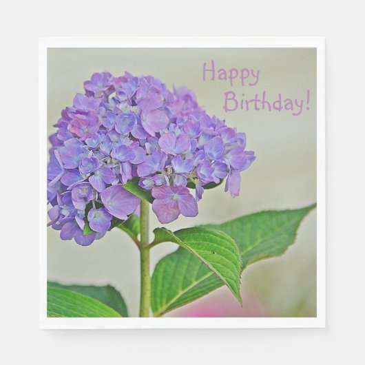 Happy Birthday Lavender Hydrangea Serviette (Vorderseite)