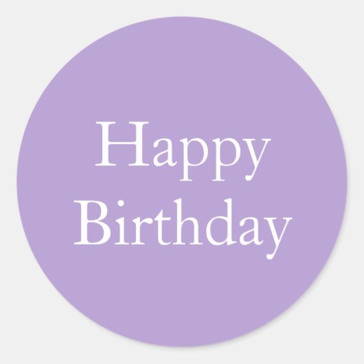 Happy Birthday Lavender Lila Custom Color 2025 Runder Aufkleber (Vorderseite)
