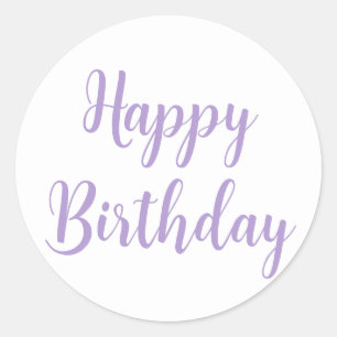 Happy Birthday Lavender Lila Custom Color Trendy Runder Aufkleber