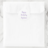 Happy Birthday Lavender Lila Individuelle Name Ele Runder Aufkleber (Tasche)