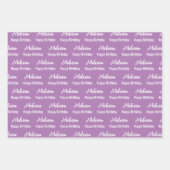 Happy Birthday Lavender und White Name Muster Geschenkpapier Set (Vorderseite 3)