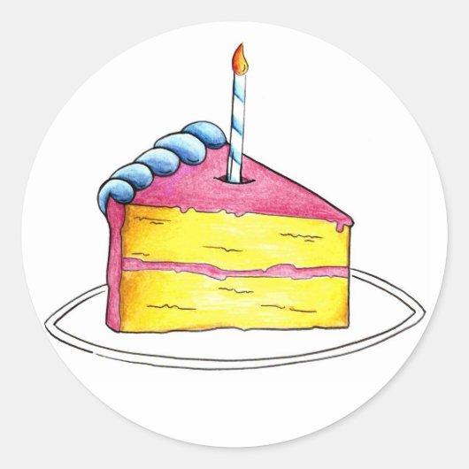 Happy Birthday Layer Cake Slice mit Candle Sticker (Vorderseite)
