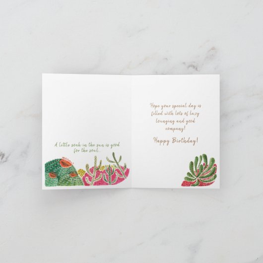 Happy Birthday Lazy Lizard Wüste Landschaftskarte Karte (Innenseite)