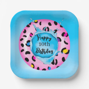 Happy Birthday Leopard Float Splash Custom Age Pappteller