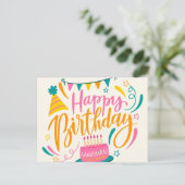 Happy Birthday Lettering Postkarte (Stehend Vorderseite)