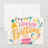 Happy Birthday Lettering Postkarte (Vorne/Hinten)