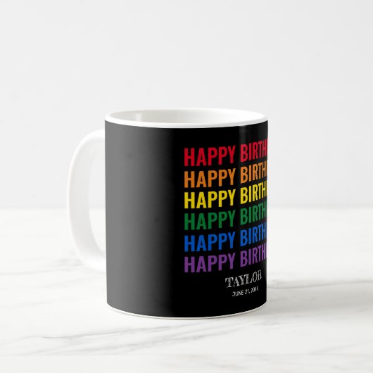Happy Birthday LGBT Pride LGBTQ Transgender Kaffeetasse (Vorderseite Links)