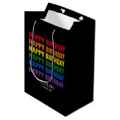 Happy Birthday LGBT Pride LGBTQ Transgender Mittlere Geschenktüte (Vorderseite Schrägansicht)