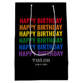Happy Birthday LGBT Pride LGBTQ Transgender Mittlere Geschenktüte (Rückseite)