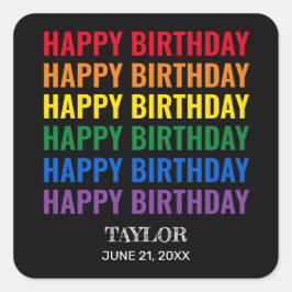 Happy Birthday LGBT Pride LGBTQ Transgender Square Quadratischer Aufkleber