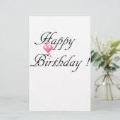 Happy Birthday Liebe Briefpapier (Stehend Vorderseite)