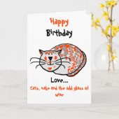 Happy Birthday Liebe Katzen, Kuchen & Wein Karte (Gelbe Blume)