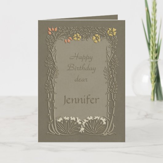 Happy Birthday lieber Jennifer CC0037 Art Nouveau Karte (Vorderseite)