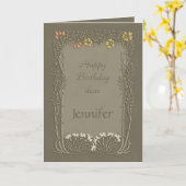 Happy Birthday lieber Jennifer CC0037 Art Nouveau Karte (Gelbe Blume)