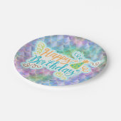 Happy Birthday Light Blue Dragon Scaled 7" Plate Pappteller (Schrägansicht)