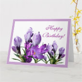 Happy Birthday lila Crocus Blume boho floral Karte (Gelbe Blume)