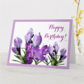 Happy Birthday lila Crocus Blume boho floral Karte (Gelbe Blume)