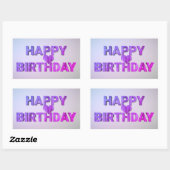 Happy Birthday Lila Holzschnitt mit Herz Rechteckiger Aufkleber (Blatt)