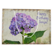 Happy Birthday Lila Hydrangea Große Geschenktüte (Rückseite)