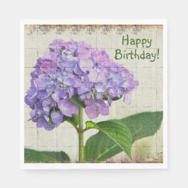 Happy Birthday Lila Hydrangea Serviette