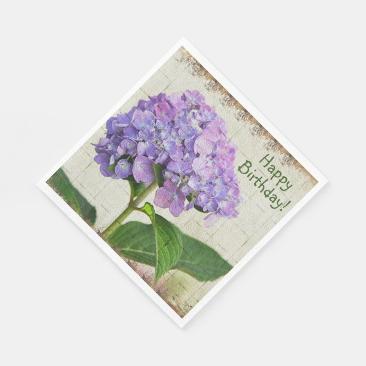 Happy Birthday Lila Hydrangea Serviette (Ecke)