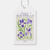 Happy Birthday Lila Iris Geschenkanhänger (Vorderseite)