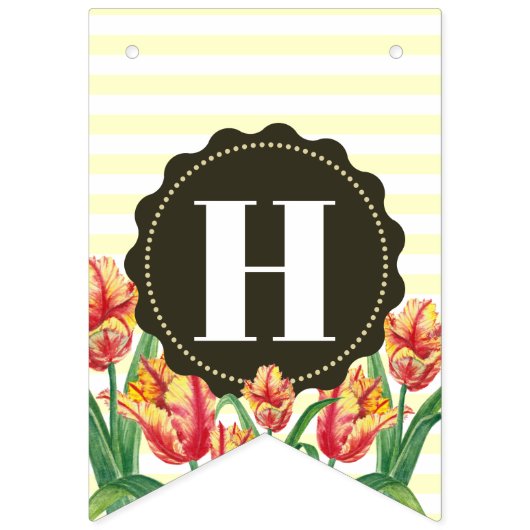 Happy Birthday Lila Iris Schwarz-weiß Polka Dots Wimpelkette (Zweite Fahne)