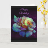 Happy Birthday Lila Kissed Turquoise Rose Card Karte (Gelbe Blume)