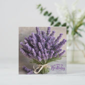 Happy Birthday Lila Lavender Blume Bouquet Karte (Stehend Vorderseite)