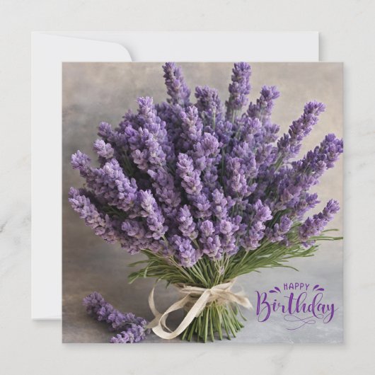 Happy Birthday Lila Lavender Blume Bouquet Karte (Vorderseite)