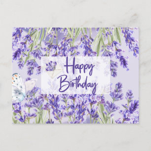 Happy Birthday Lila Lavender Blume Postkarte