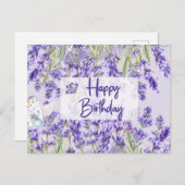 Happy Birthday Lila Lavender Blume Postkarte (Vorne/Hinten)