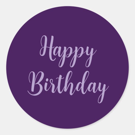Happy Birthday Lila Lavender Custom Color Classy Runder Aufkleber (Vorderseite)