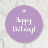Happy Birthday Lila Lilac Typografy Gift Geschenkanhänger (Rückseite)