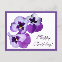 Happy Birthday lila Pansy-Blume boho