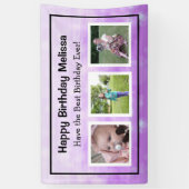 Happy Birthday Lila Personalisiertes Foto Banner (Vertikal)