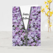 Happy Birthday Lila Phlox mit Zipper Karte (Gelbe Blume)