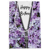 Happy Birthday Lila Phlox mit Zipper Mittlere Geschenktüte (Vorderseite)