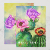 Happy Birthday - Lila Pink Red Cactus Blume (Vorne/Hinten)