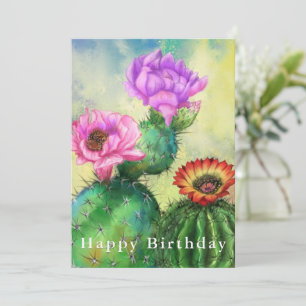 Happy Birthday - Lila Pink Red Cactus Blume