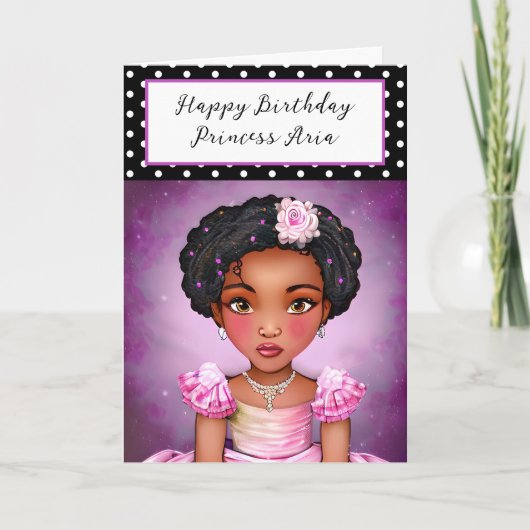 Happy Birthday | Lila Prinzessin Personalisiert Karte (Vorderseite)