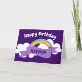 Happy Birthday Lila Rainbow Niedlich Custom Karte (Vorderseite)