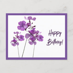 Happy Birthday lila schottische wilde Blume boho Postkarte