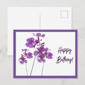 Happy Birthday lila schottische wilde Blume boho Postkarte (Vorne/Hinten)