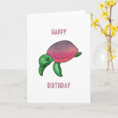 Happy Birthday Lila Sea Turtle Karte (Gelbe Blume)