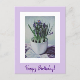 Happy Birthday lila Vintage Blume Kunst Po Postkarte