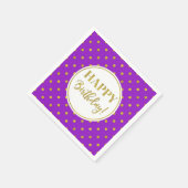 Happy Birthday Lila White Gold Dots Serviette (Ecke)
