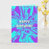 Happy Birthday Lilac Aqua Psychedelic Blume Karte (Gelbe Blume)