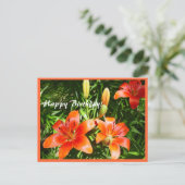 Happy Birthday Lilies Postkarte (Stehend Vorderseite)
